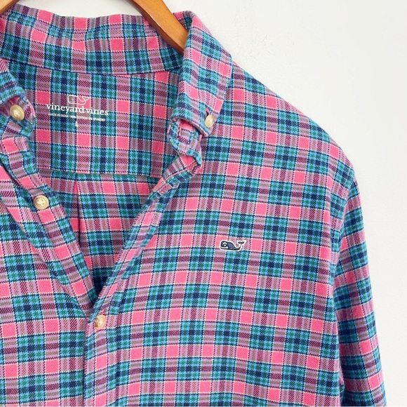 Vineyard Vines Plaid Button-Down Shirt – Pink & Blue | Size L - Picture 4 of 6